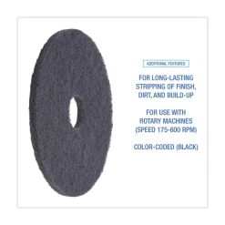 Boardwalk 16 in. Diameter Stripping Floor Pads - Black (5/Carton)