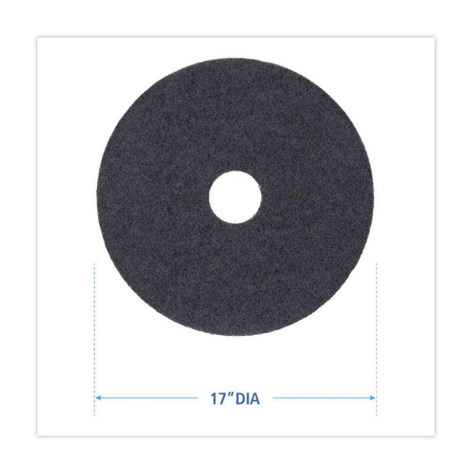 Boardwalk 17 in. Diameter Stripping Floor Pads - Black (5/Carton)
