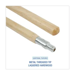 Boardwalk 1.13 in. Diameter x 60 in. Handle Length Metal Tip Threaded Hardwood Broom Handle - Natural