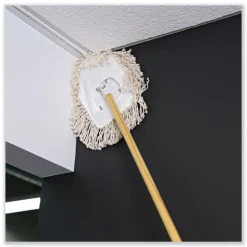 Boardwalk 0.94 in. Diameter x 48 in. Length Wedge Dust Mop Head Frame/Lacquered Wood Handle - Natural