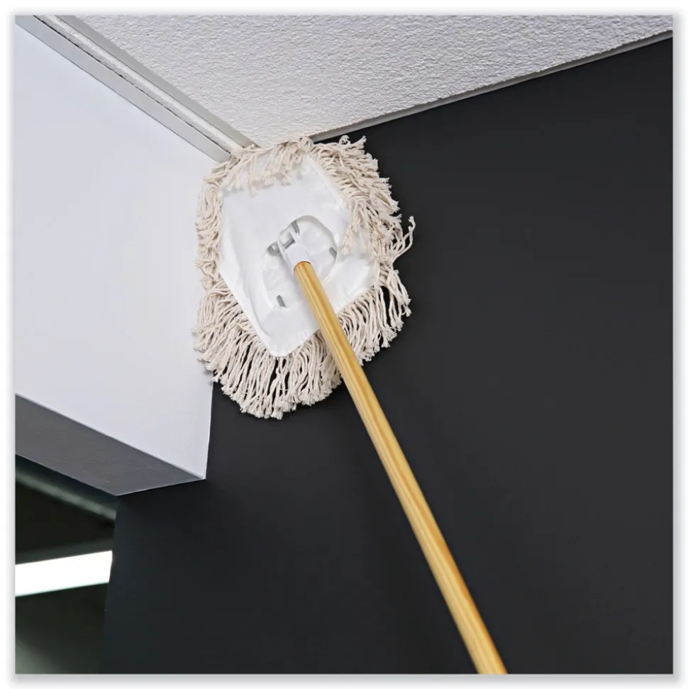 Boardwalk 0.94 in. Diameter x 48 in. Length Wedge Dust Mop Head Frame/Lacquered Wood Handle - Natural