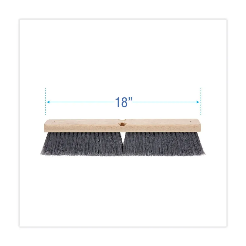 Boardwalk 3 in. Gray Flagged Polypropylene Bristles 18 in. Brush Floor Brush Head