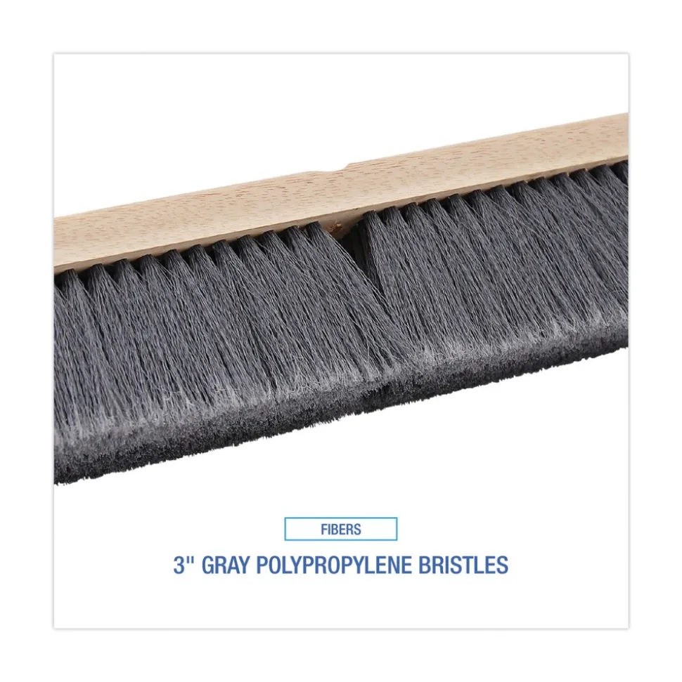 Boardwalk 3 in. Gray Flagged Polypropylene Bristles 18 in. Brush Floor Brush Head