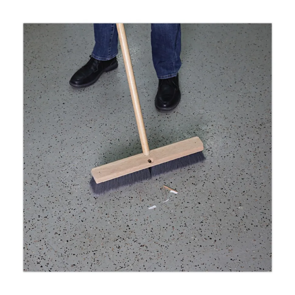 Boardwalk 3 in. Gray Flagged Polypropylene Bristles 18 in. Brush Floor Brush Head