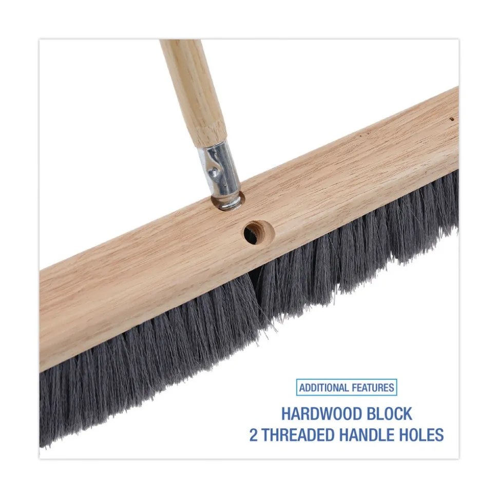 Boardwalk 3 in. Gray Flagged Polypropylene Bristles 24 in. Brush Floor Brush Head