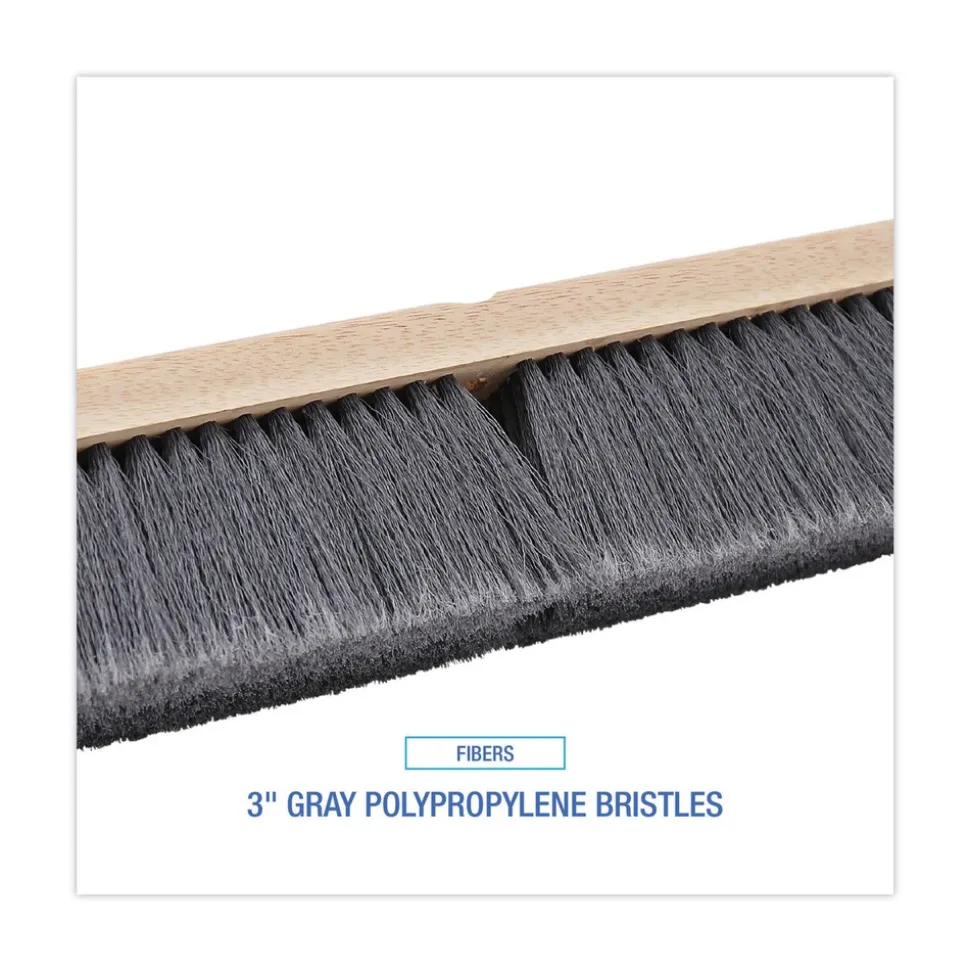 Boardwalk 3 in. Gray Flagged Polypropylene Bristles 24 in. Brush Floor Brush Head