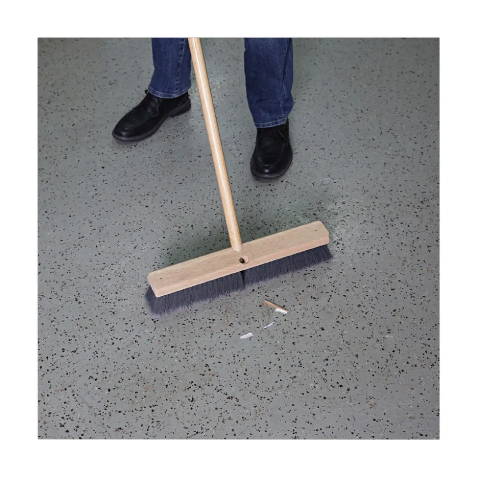 Boardwalk 3 in. Gray Flagged Polypropylene Bristles 24 in. Brush Floor Brush Head