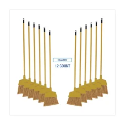 Boardwalk 55 in. Handle Corn Fiber Angled-Head Lobby Brooms - Yellow (12/Carton)