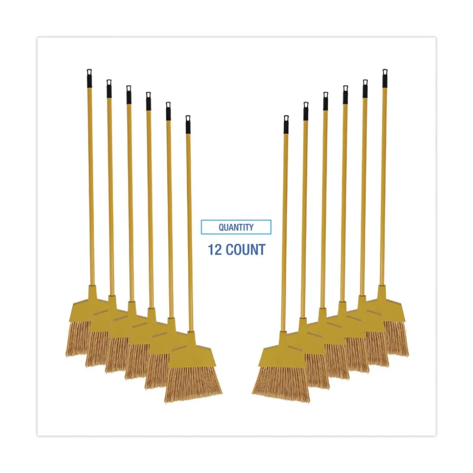 Boardwalk 55 in. Handle Corn Fiber Angled-Head Lobby Brooms - Yellow (12/Carton)