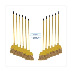 Boardwalk 53 in. Handle Poly Bristle Angler Broom - Yellow (1-Dozen)