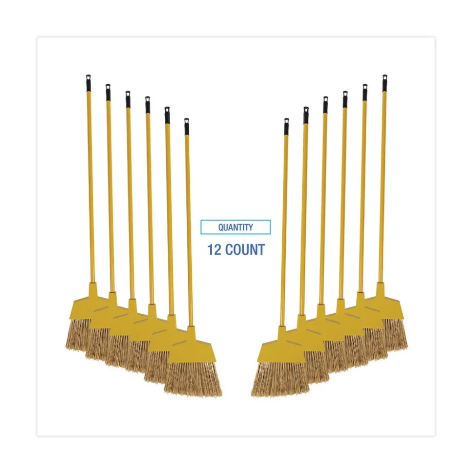 Boardwalk 53 in. Handle Poly Bristle Angler Broom - Yellow (1-Dozen)