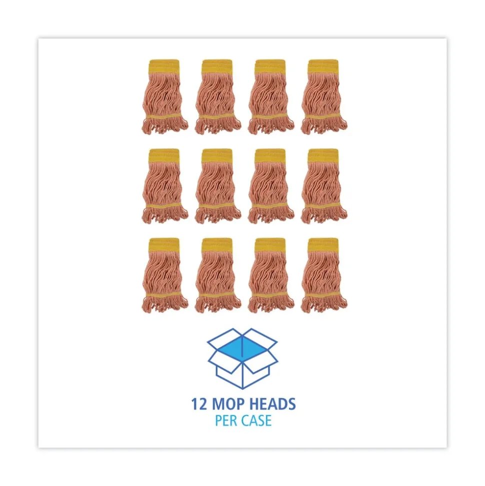 Boardwalk 5 in. Headband Cotton/Synthetic Fiber Super Loop Wet Mop Head - Small, Orange (12/Carton)