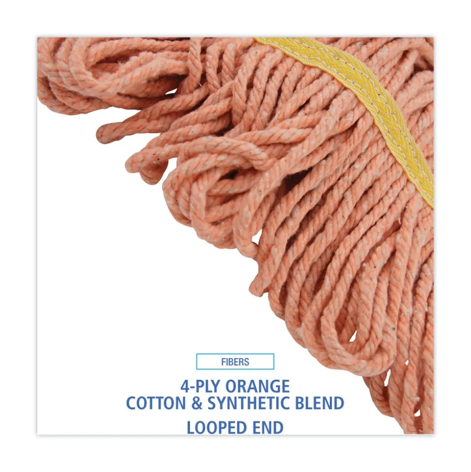 Boardwalk 5 in. Headband Cotton/Synthetic Fiber Super Loop Wet Mop Head - Small, Orange (12/Carton)