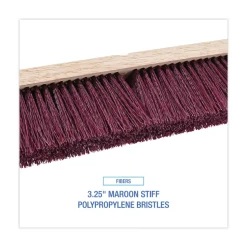 Boardwalk 3.25 in. Maroon Stiff Polypropylene Bristles 24 in. Brush Floor Brush Head