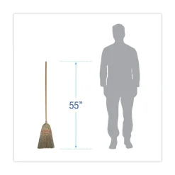 Boardwalk 55 in. Overall Length Parlor Broom with Corn Fiber Bristles - Natural