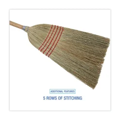 Boardwalk 55 in. Overall Length Parlor Broom with Corn Fiber Bristles - Natural