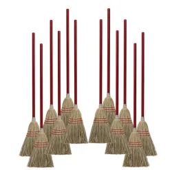 Boardwalk 36 in. Overall Length Corn/Synthetic Fiber Bristles Corn/Fiber Brooms - Gray/Natural (12/Carton)