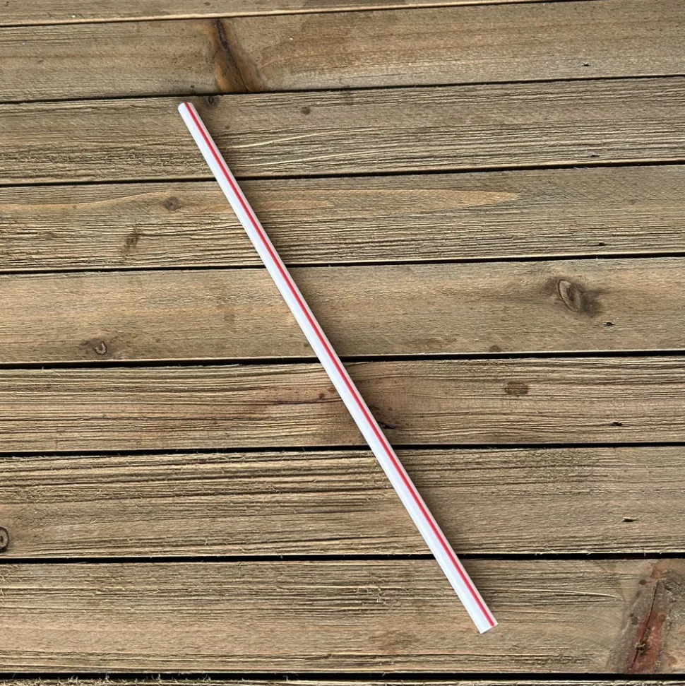Boardwalk 7.75 in. Polypropylene Jumbo Straws - Red/White Striped (12500/Carton)