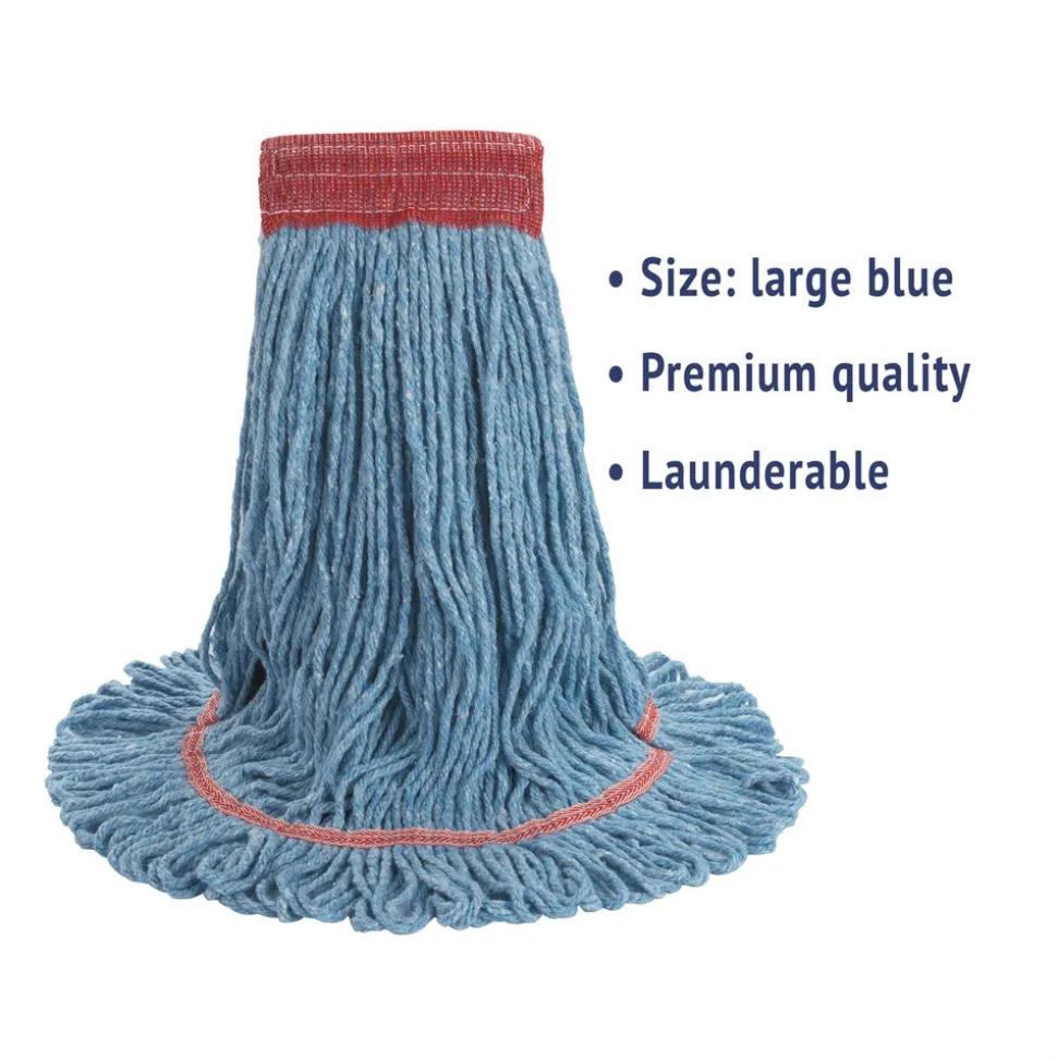 Boardwalk 5 in. Super Loop Cotton/Synthetic Fiber Wet Mop Head - Large, Blue
