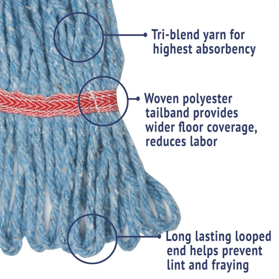 Boardwalk 5 in. Super Loop Cotton/Synthetic Fiber Wet Mop Head - Large, Blue