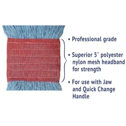 Boardwalk 5 in. Super Loop Cotton/Synthetic Fiber Wet Mop Head - Large, Blue