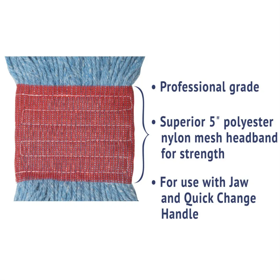 Boardwalk 5 in. Super Loop Cotton/Synthetic Fiber Wet Mop Head - Large, Blue