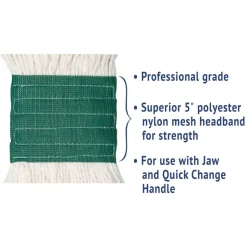 Boardwalk 5 in. Super Loop Cotton/Synthetic Fiber Wet Mop Head - Medium, White