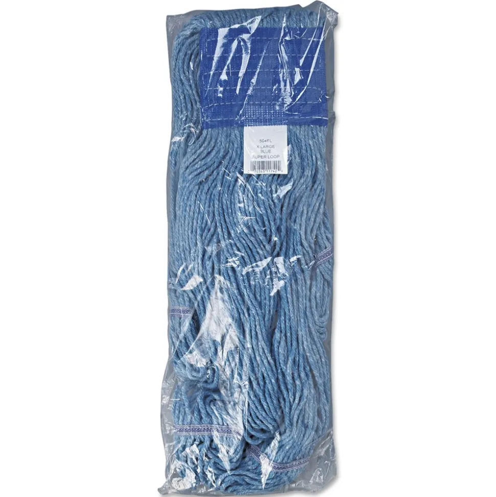 Boardwalk 5 in. Super Loop Cotton/Synthetic Fiber Wet Mop Head - X-Large, Blue (12/Carton)