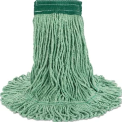 Boardwalk 5 in. Super Loop Cotton/Synthetic Fiber Wet Mop Head - Medium, Green (12/Carton)