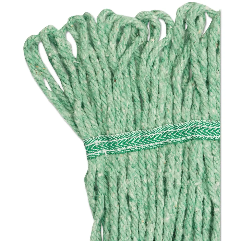 Boardwalk 5 in. Super Loop Cotton/Synthetic Fiber Wet Mop Head - Medium, Green (12/Carton)