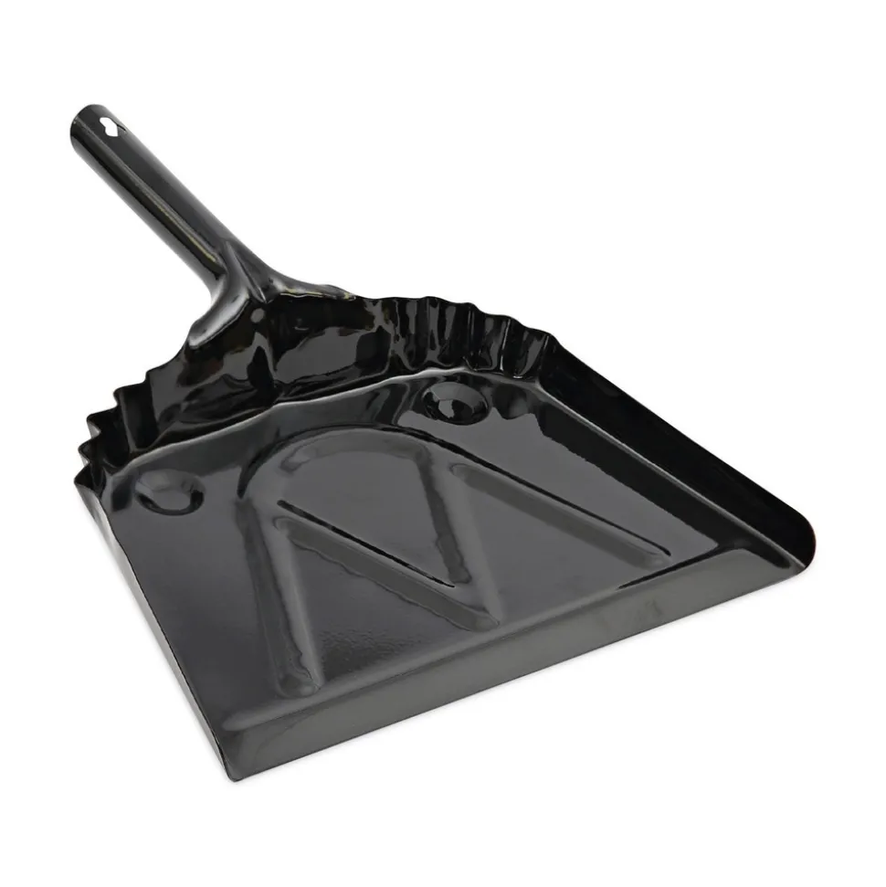 Boardwalk 12 in. Wide Metal Dust Pan with 2 in. Handle - Black