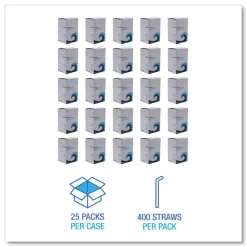 Boardwalk 7.75 in. Wrapped Jumbo Plastic Straws - White/Red Stripe (400/Pack, 25 Packs/Carton)