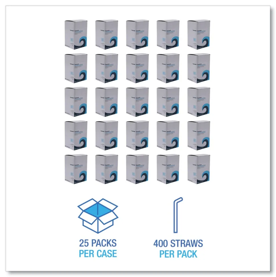 Boardwalk 7.75 in. Wrapped Jumbo Plastic Straws - White/Red Stripe (400/Pack, 25 Packs/Carton)