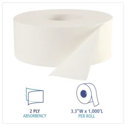 Boardwalk 3.5 in. x 1000 ft. JRT Septic Safe 2-Ply Bath Tissue - Jumbo, White (12/Carton)