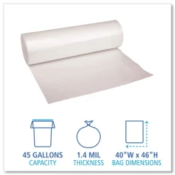 Boardwalk 40 in. x 46 in. 45 gal. 1.4 mil Recycled Low-Density Polyethylene Can Liners - Clear (100/Carton)