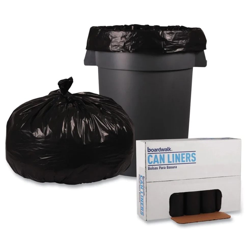 Boardwalk 43 in. x 47 in. 56 gal. 1.2 mil Recycled Low-Density Polyethylene Can Liners - Black (100/Carton)