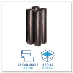 Boardwalk 43 in. x 47 in. 56 gal. 1.2 mil Recycled Low-Density Polyethylene Can Liners - Black (100/Carton)