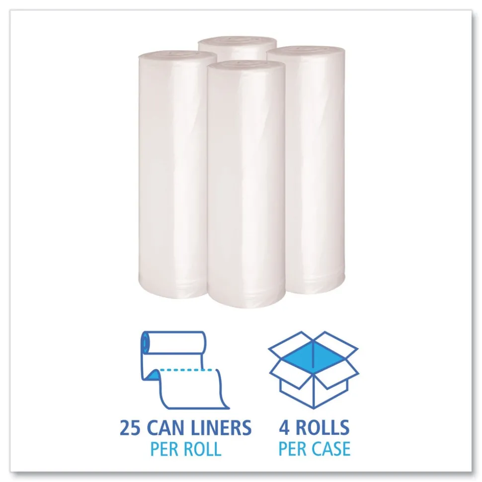 Boardwalk 38 in. x 58 in. 60 gal. 1.4 mil Low Density Can Liners - Clear (100/Carton)