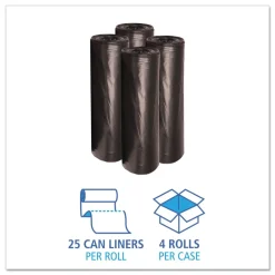 Boardwalk 43 in. x 47 in. 56 gal. 1.6 mil Recycled Low-Density Polyethylene Can Liners - Black (100/Carton)