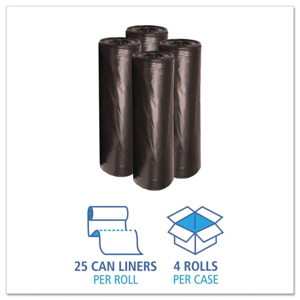 Boardwalk 43 in. x 47 in. 56 gal. 1.6 mil Recycled Low-Density Polyethylene Can Liners - Black (100/Carton)