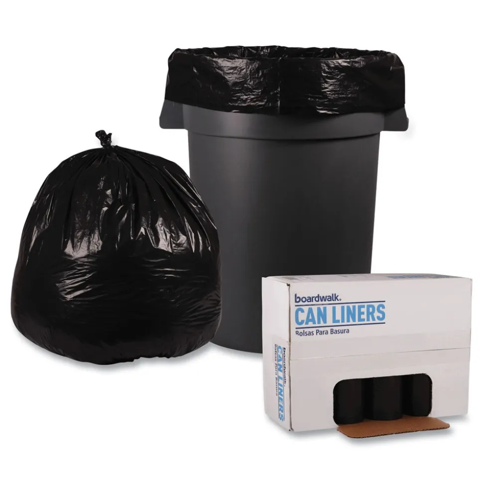 Boardwalk 40 in. x 46 in. 45 gal. 1.6 mil Recycled Low-Density Polyethylene Can Liners - Black (100/Carton)