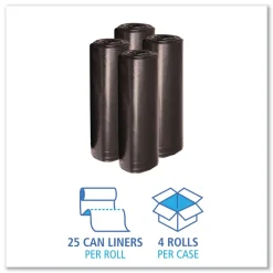 Boardwalk 40 in. x 46 in. 45 gal. 1.6 mil Recycled Low-Density Polyethylene Can Liners - Black (100/Carton)