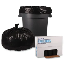Boardwalk 38 in. x 58 in. 60 gal. 2 mil Recycled Low-Density Polyethylene Can Liners - Black (100/Carton)