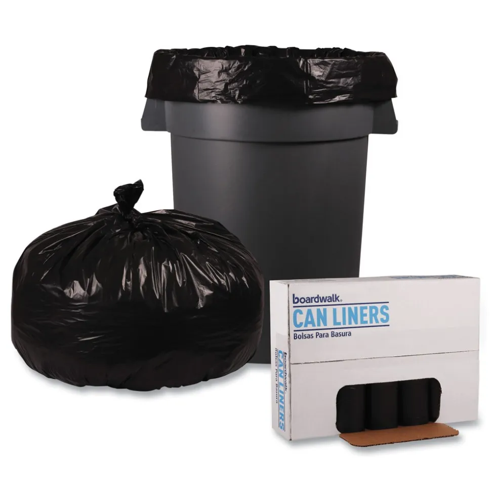 Boardwalk 38 in. x 58 in. 60 gal. 2 mil Recycled Low-Density Polyethylene Can Liners - Black (100/Carton)