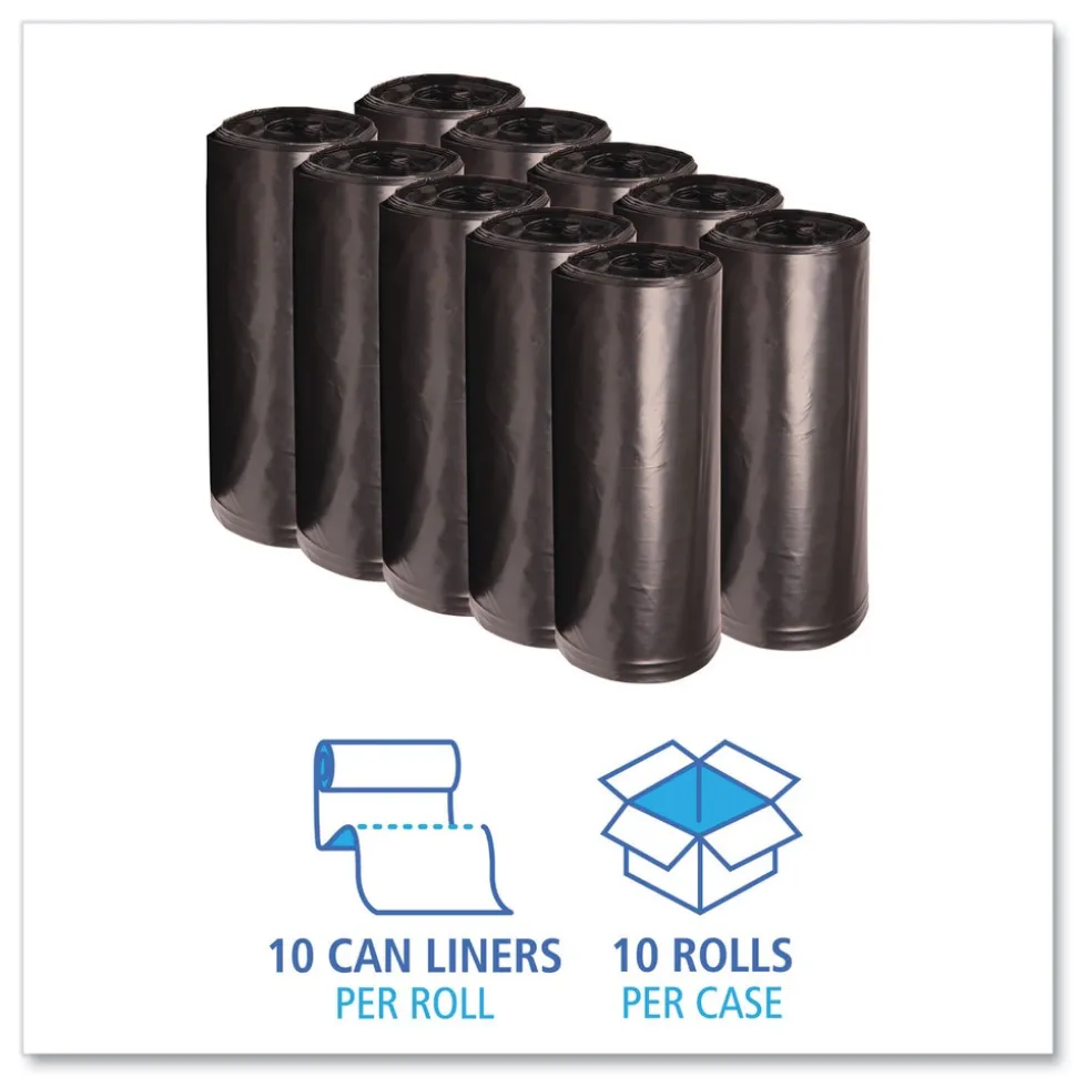 Boardwalk 38 in. x 58 in. 60 gal. 2 mil Recycled Low-Density Polyethylene Can Liners - Black (100/Carton)