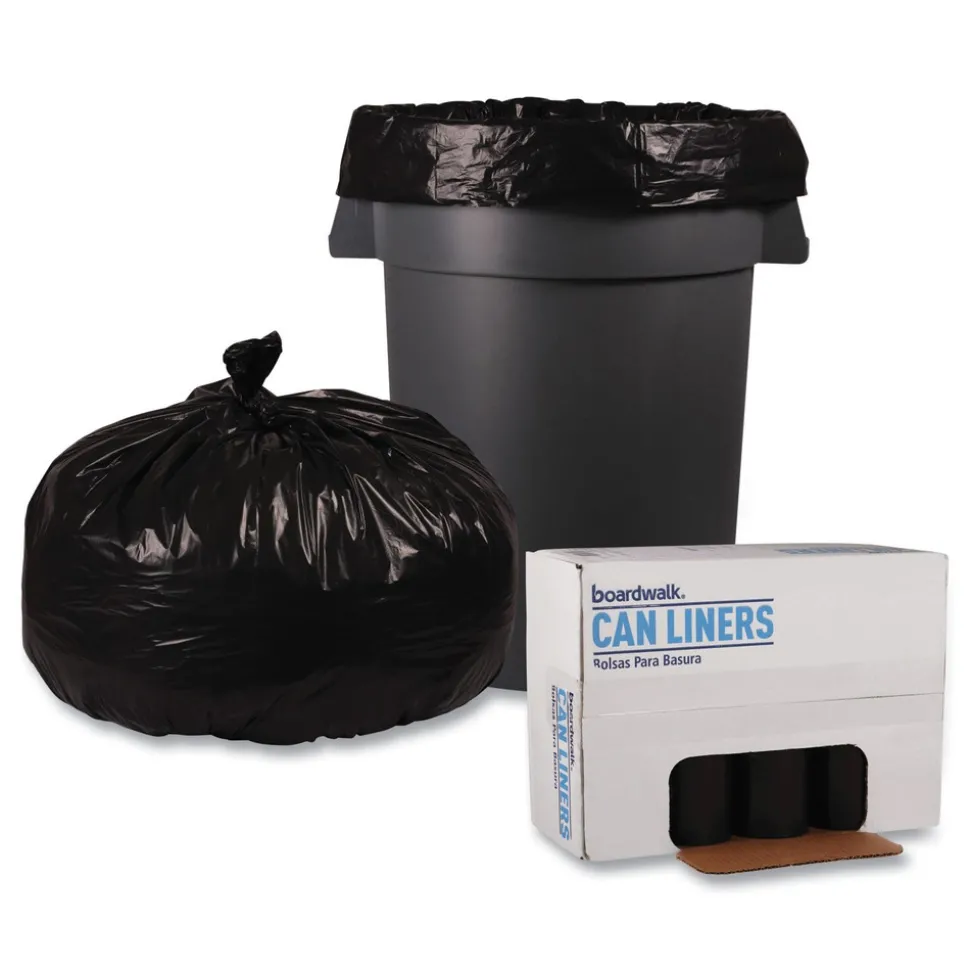 Boardwalk 38 in. x 58 in. 60 gal. 1.2 mil Recycled Low-Density Polyethylene Can Liners - Black (100/Carton)