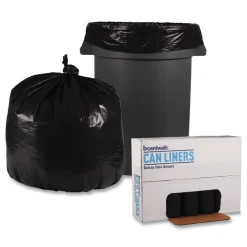 Boardwalk 33 in. x 39 in. 33 gal. 1.6 mil Recycled Low-Density Polyethylene Can Liners - Black (100/Carton)