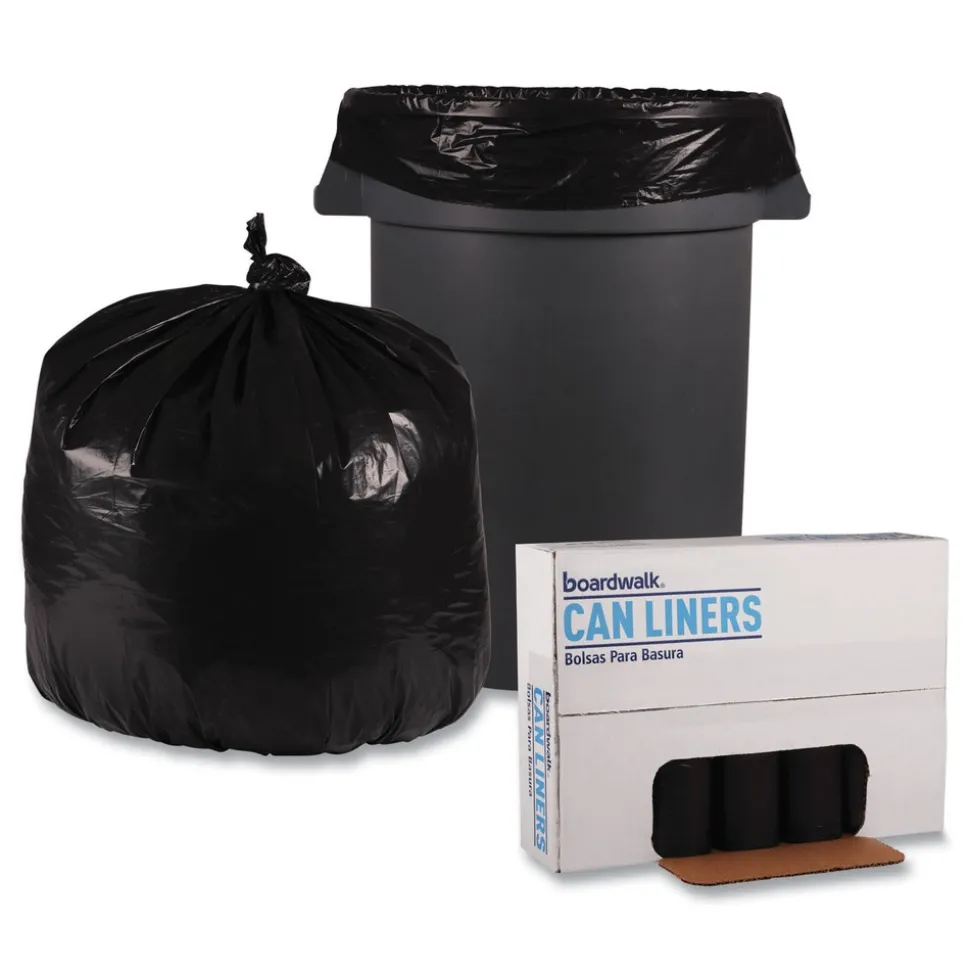 Boardwalk 33 in. x 39 in. 33 gal. 1.6 mil Recycled Low-Density Polyethylene Can Liners - Black (100/Carton)