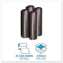 Boardwalk 33 in. x 39 in. 33 gal. 1.6 mil Recycled Low-Density Polyethylene Can Liners - Black (100/Carton)