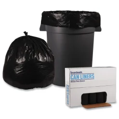 Boardwalk 40 in. x 46 in. 45 gal. 1.2 mil Recycled Low-Density Polyethylene Can Liners - Black (100/Carton)